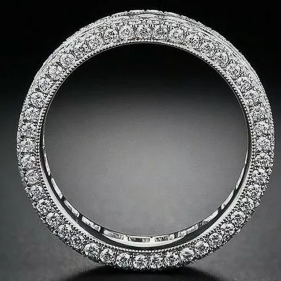 crystal 1.85 CT round AAA quality stainless steel eternity band sz 8 - Picture 5 of 7